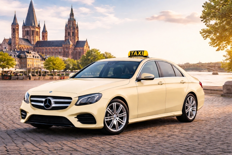 Taxi4Mainz Fahrzeug vor dem Mainzer Dom